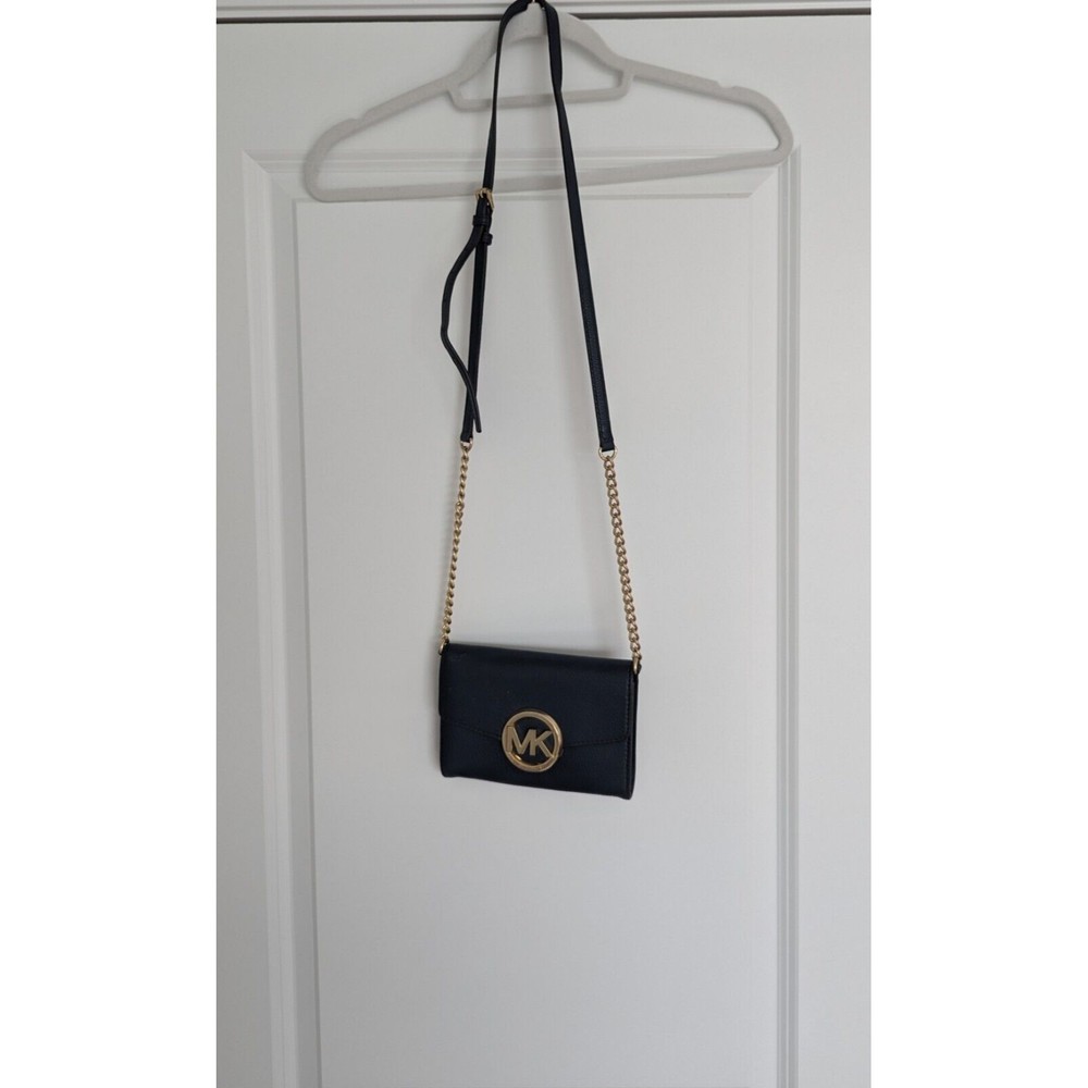 MICHAEL KORS CROSSBODY PURSE NAVY AND GOLD